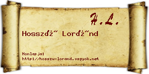 Hosszú Loránd névjegykártya